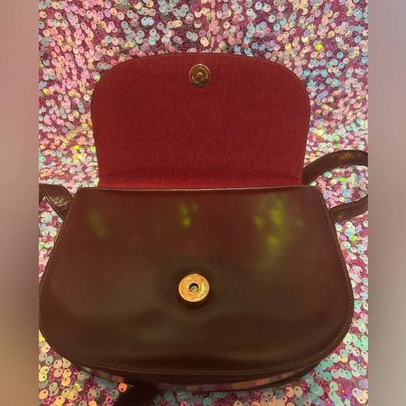 Lanvin Vintage Flap Shoulder Bag Pochette Logo Half Moon Leather Bordeaux - Picture 7 of 9